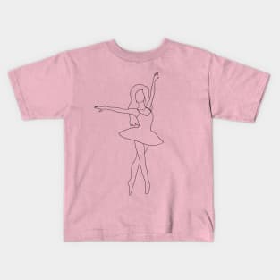 Pink Ballerina Line Art Kids T-Shirt